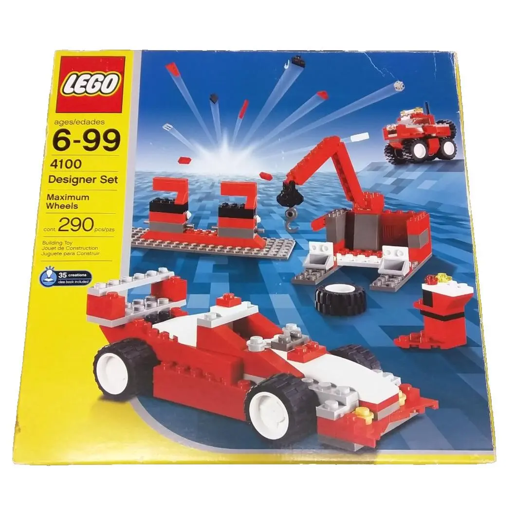 Lego Designer Set 4100 Maximum Wheels Semi Truck Race Car Crane Forklift