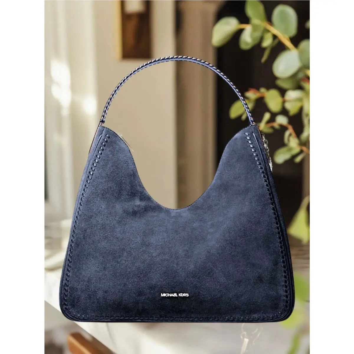 Michael Kors Nayla Medium Leather Suede Hobo Shoulder Handbag Purse Shoulder MK