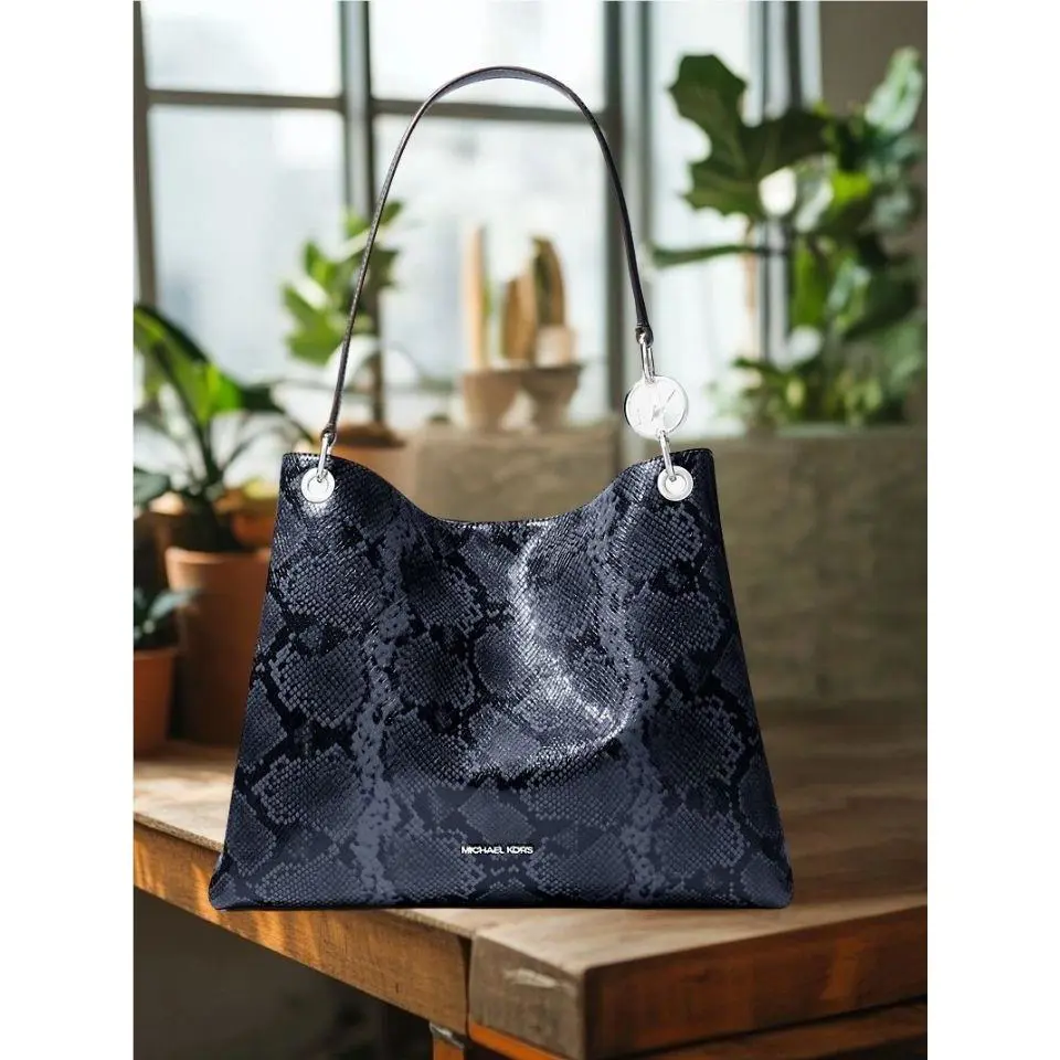 Michael Kors Christina Large Snake Embossed Shoulder Tote Bag Handbag Purse Lady