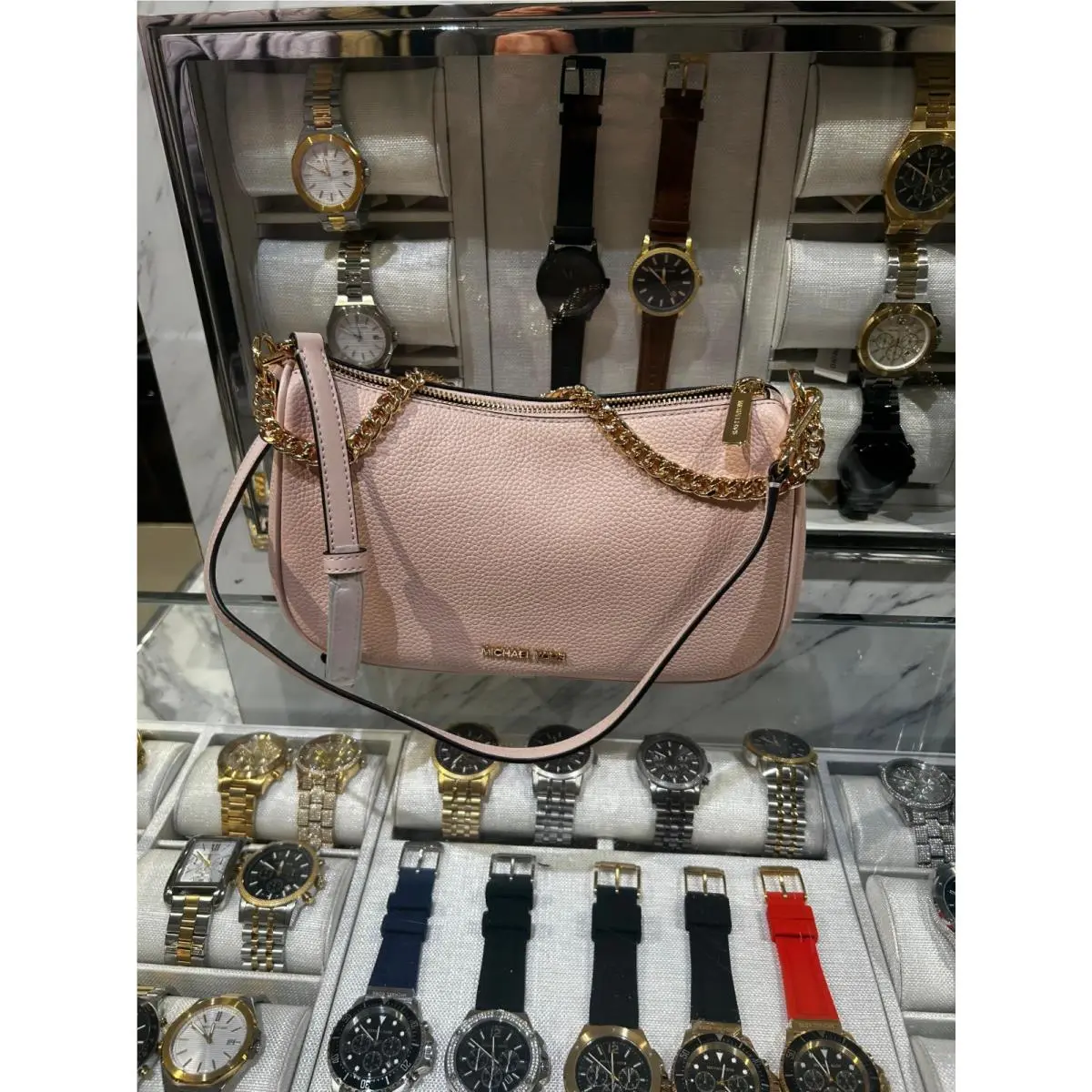 Carmela Medium Handbag Crossbody Bag Handbag Purse Shoulder Women POWDER BLUSH (LEATHER) by Michael Kors