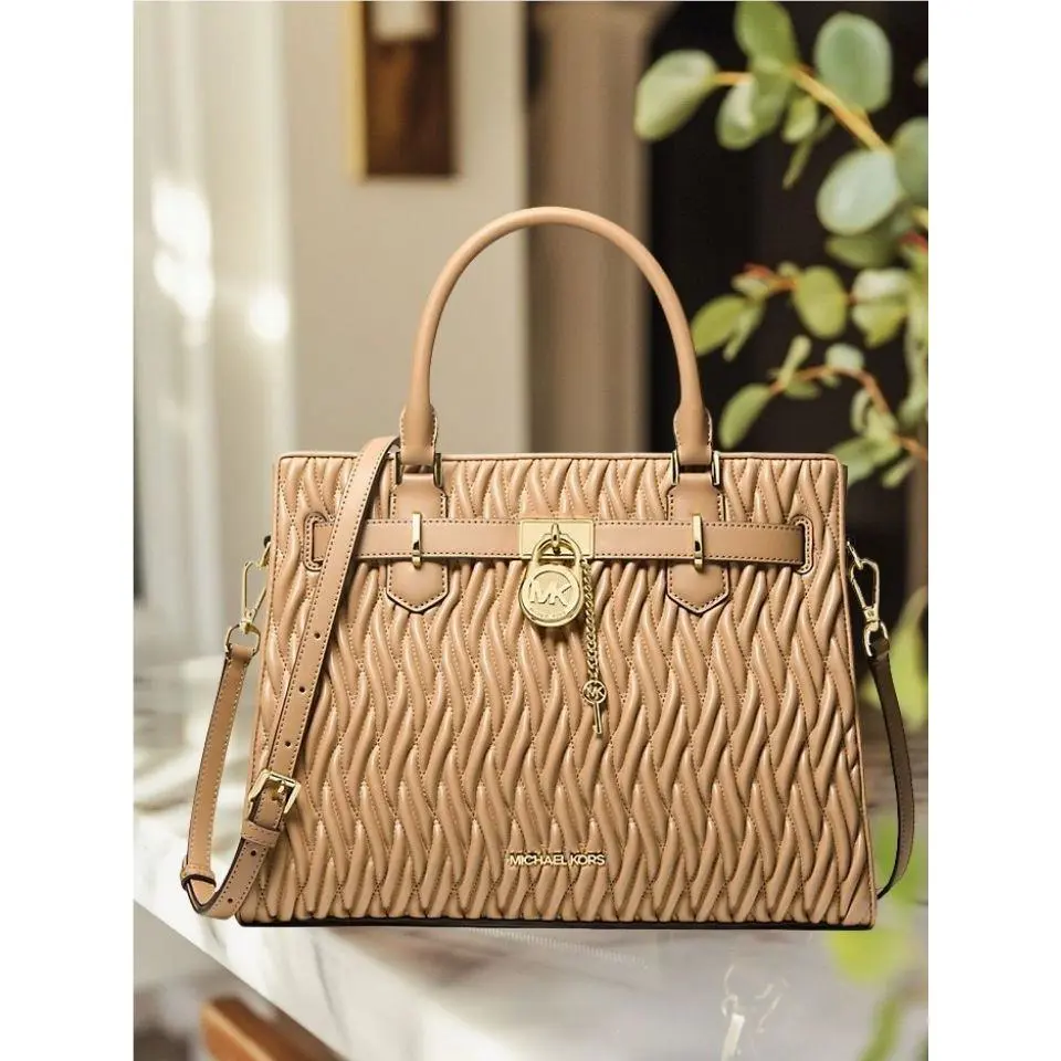 Michael Kors Hamilton Women Medium Matelassé Crossbody Satchel Handbag Purse Bag