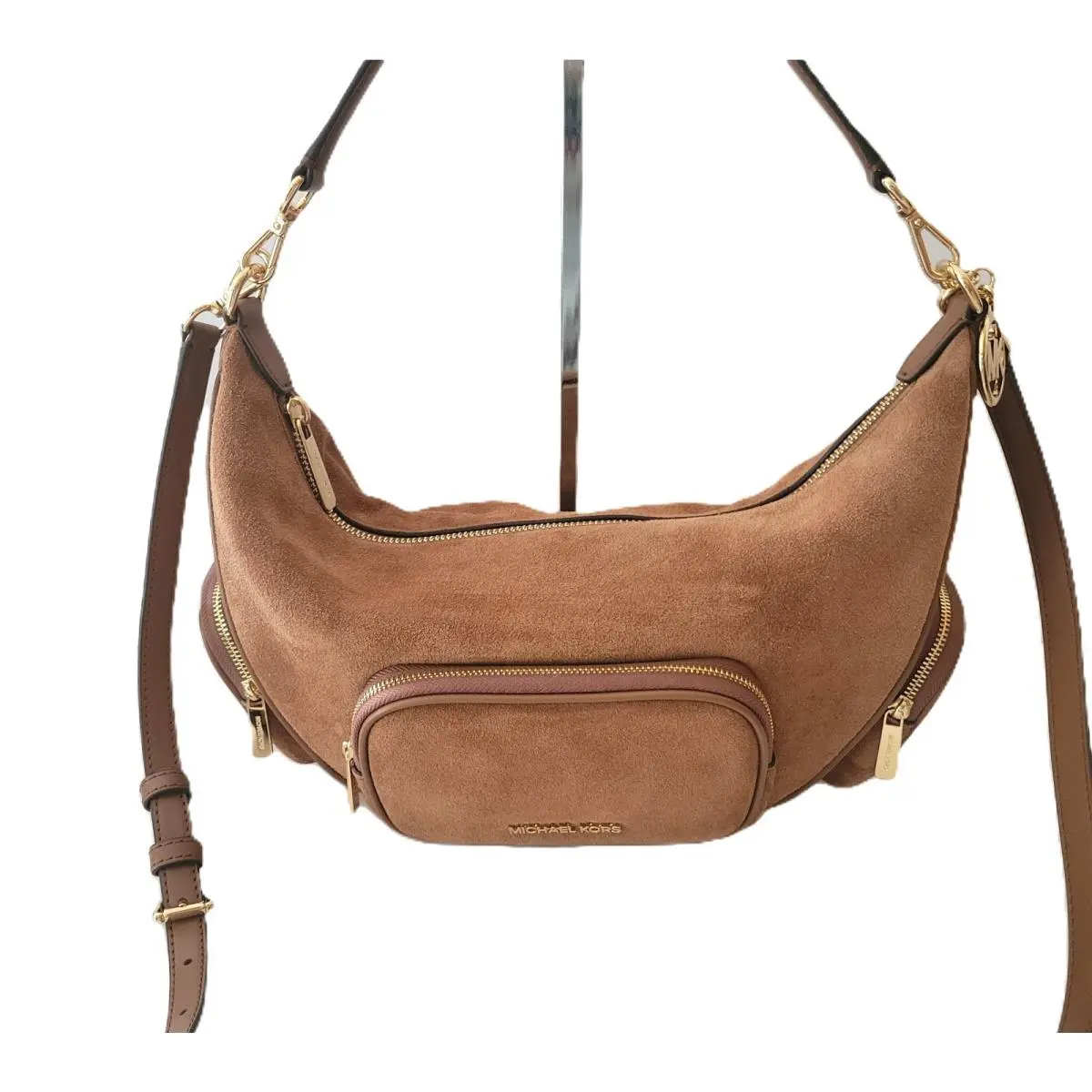 Merritt Medium Convertible Pocket Shoulder Bag Luggage Suede by Michael Kors
