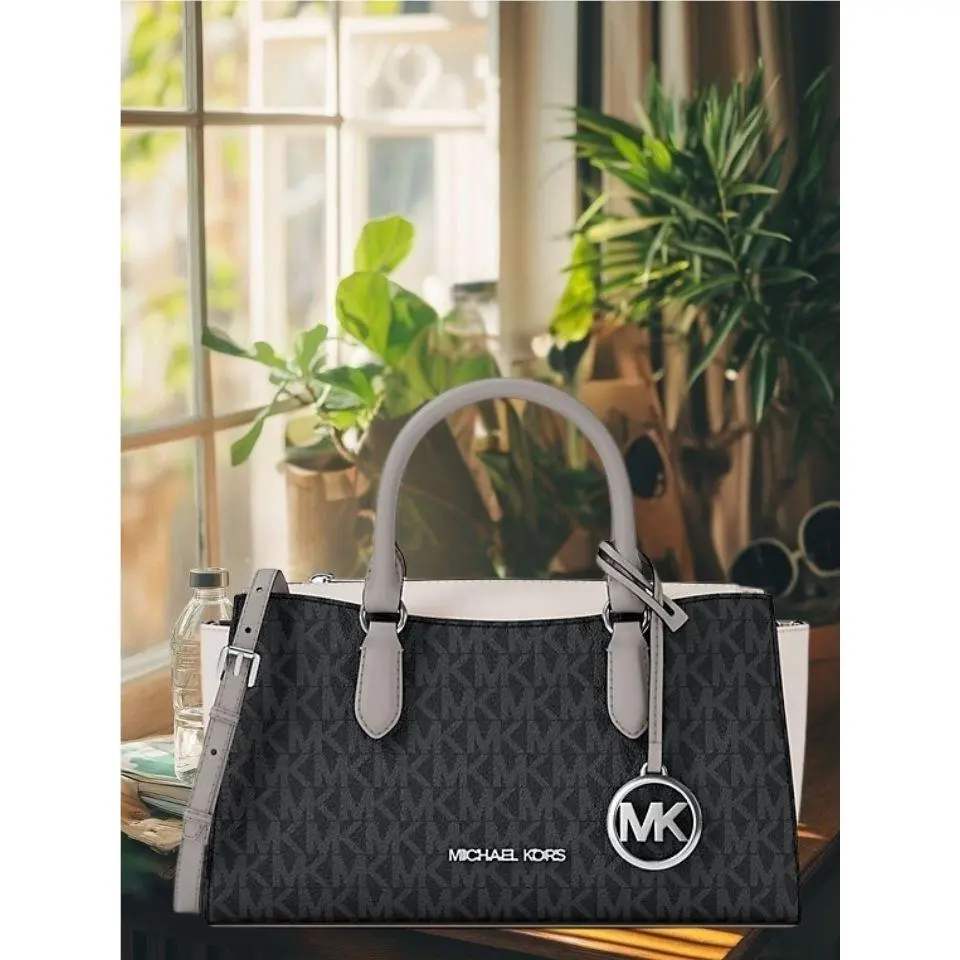 Michael Kors Arden Women Small Color-block Logo Top Zip Messenger Bag Blackmulti