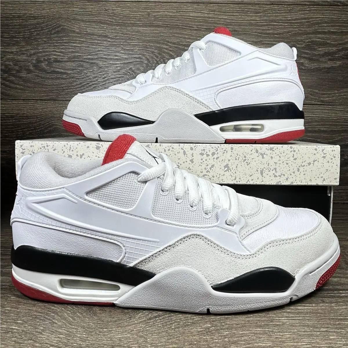 Nike shoes - Air Jordan 4 RM White Fire Red - White, Red, Black 7
