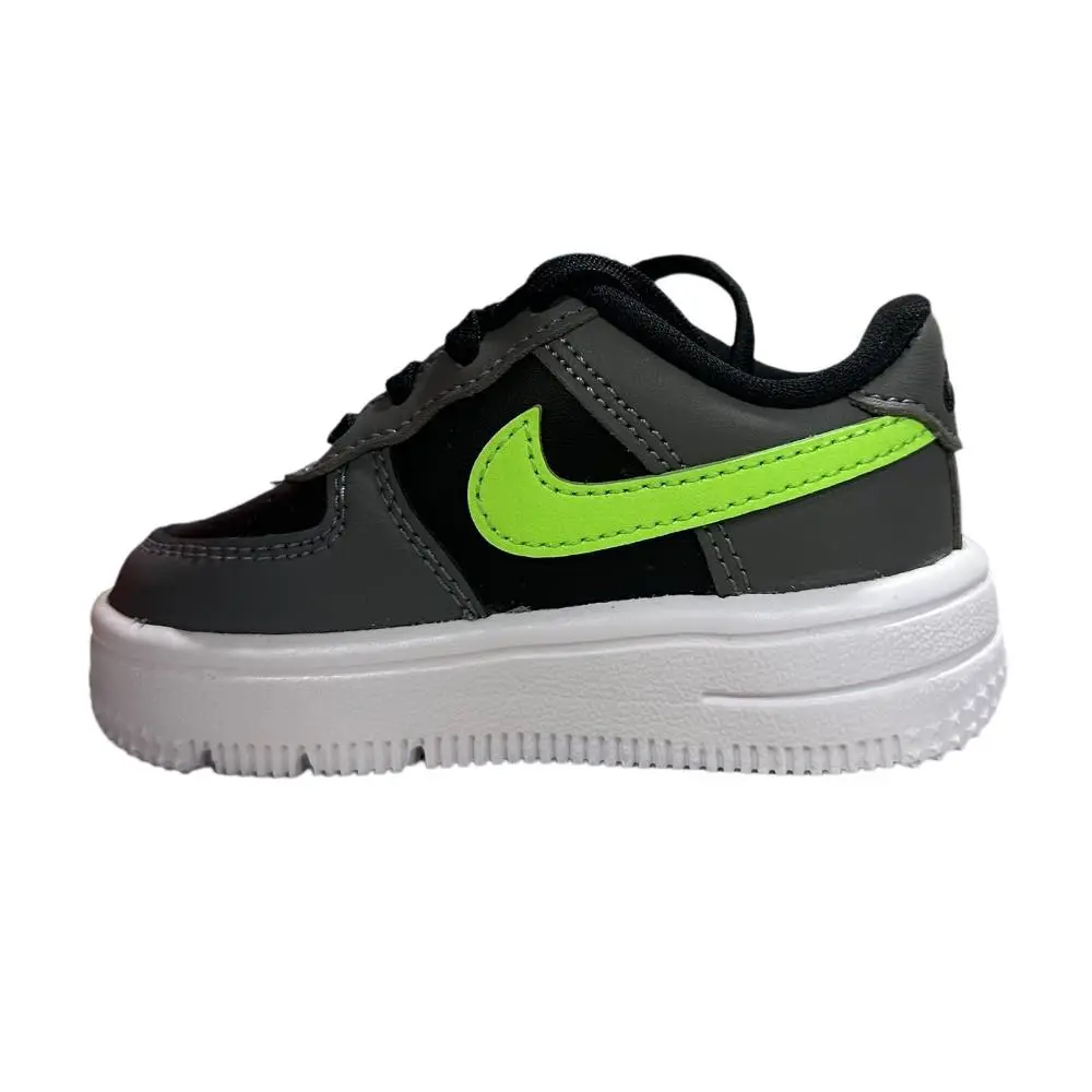 Toddler`s Nike Force 1 Low Lace Black/lime Blast-smoke Grey IF1674 003 - Black/Lime Blast-Smoke Grey