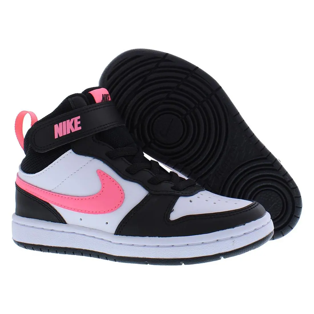 Nike Court Borough Mid 2 Leather PS Girls Shoes - Black/Sunset Pulse/White, Main: Black