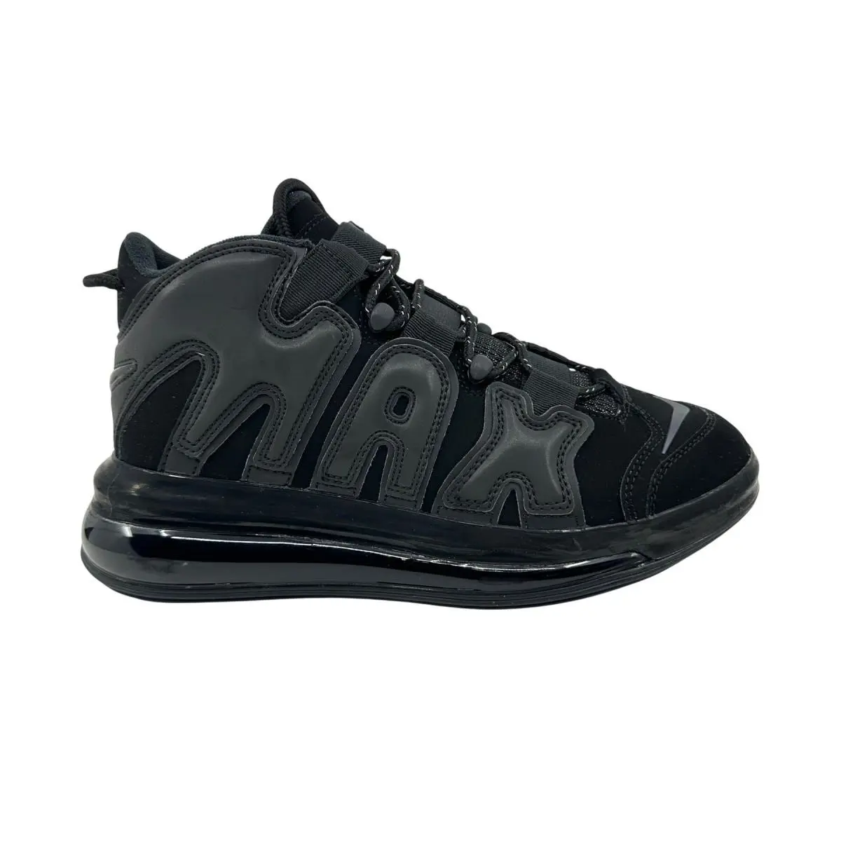 Nike Air More Uptempo 720 QS 1 Black Metallic Womens Athletic Sneaker - Black, Manufacturer: Black Metallic