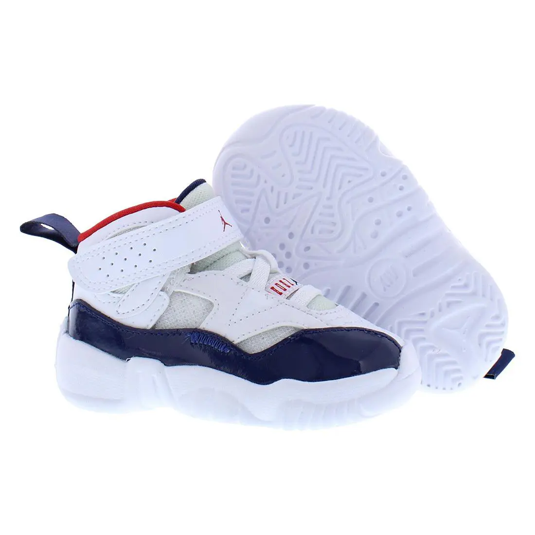 Nike Jumpman Two Trey Leather Infant/toddler Shoes - White/Navy/University Red, Main: White