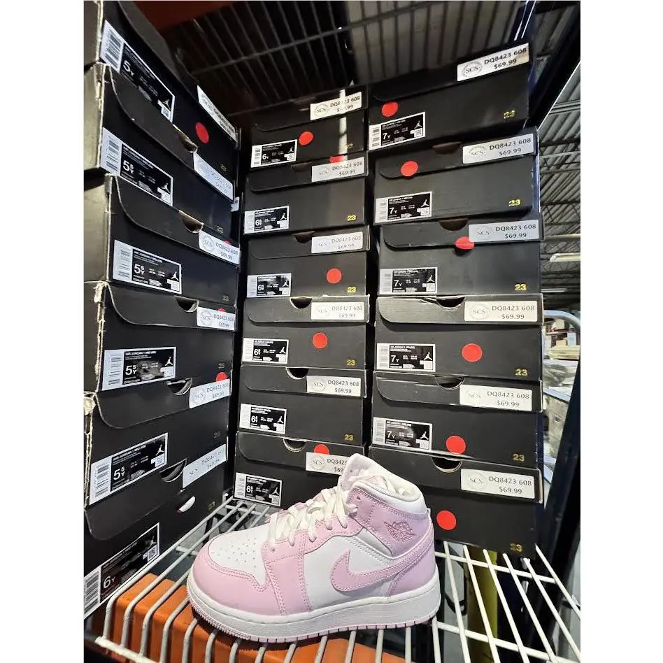 Nike shoes - Youth Nike Air Jordan 1 Mid (GS) Pink Foam/White-Fire Red 2