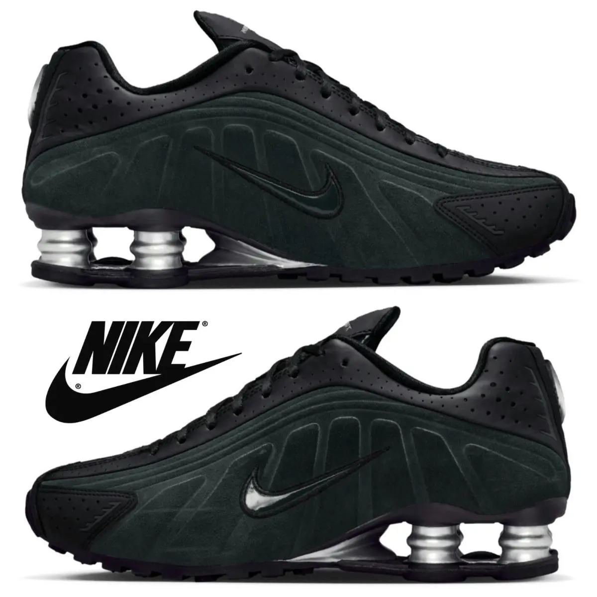 Nike Shox R4 Women`s Running Shoes Athletic Sport Comfort Sneakers Gym Casual - Black, Manufacturer: Mtlc Silver/Black/Seaweed