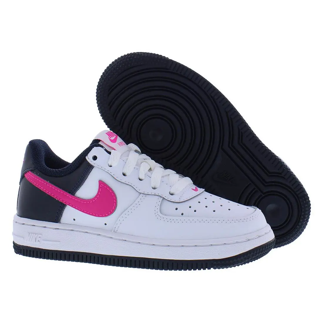 Nike Force 1 Leather PS Girls Shoes - White/Fierce Pink, Main: White
