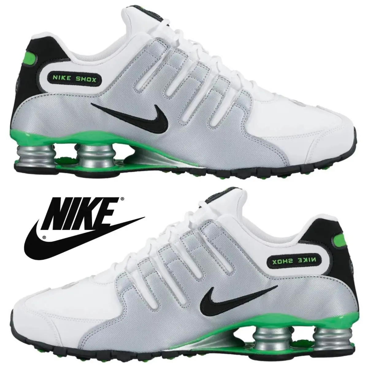 Nike shoes - Nike Shox - Shox - White, Maufacturer: White/Blk/Mtllc Slvr/Grn Pulse 23