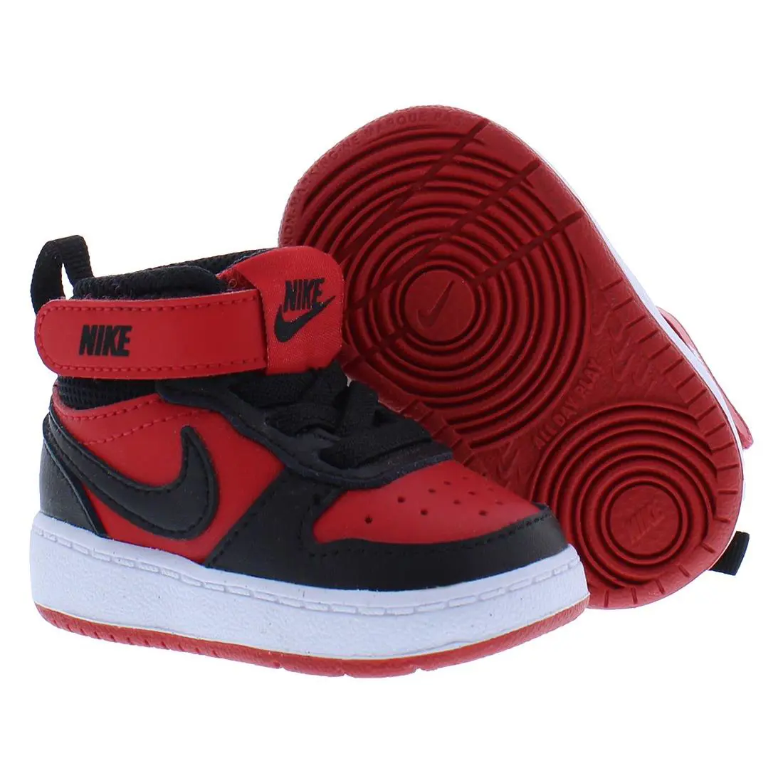 Nike Court Borough Mid 2 Leather Infant/toddler Shoes - University Red/Black/White, Main: Red