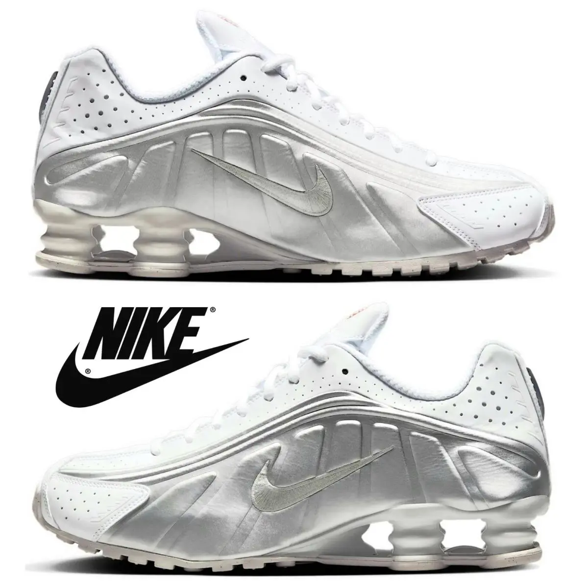Nike shoes - Nike Shox - Shox - Silver, Maufacturer: White/White/Bright Crimson/Metallic 8