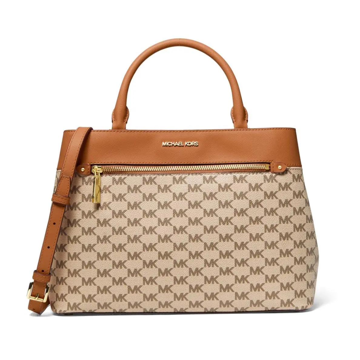 Hailee Large Logo Satchel Bag Natural Luggage 38T0CX2S3V by Michael Kors