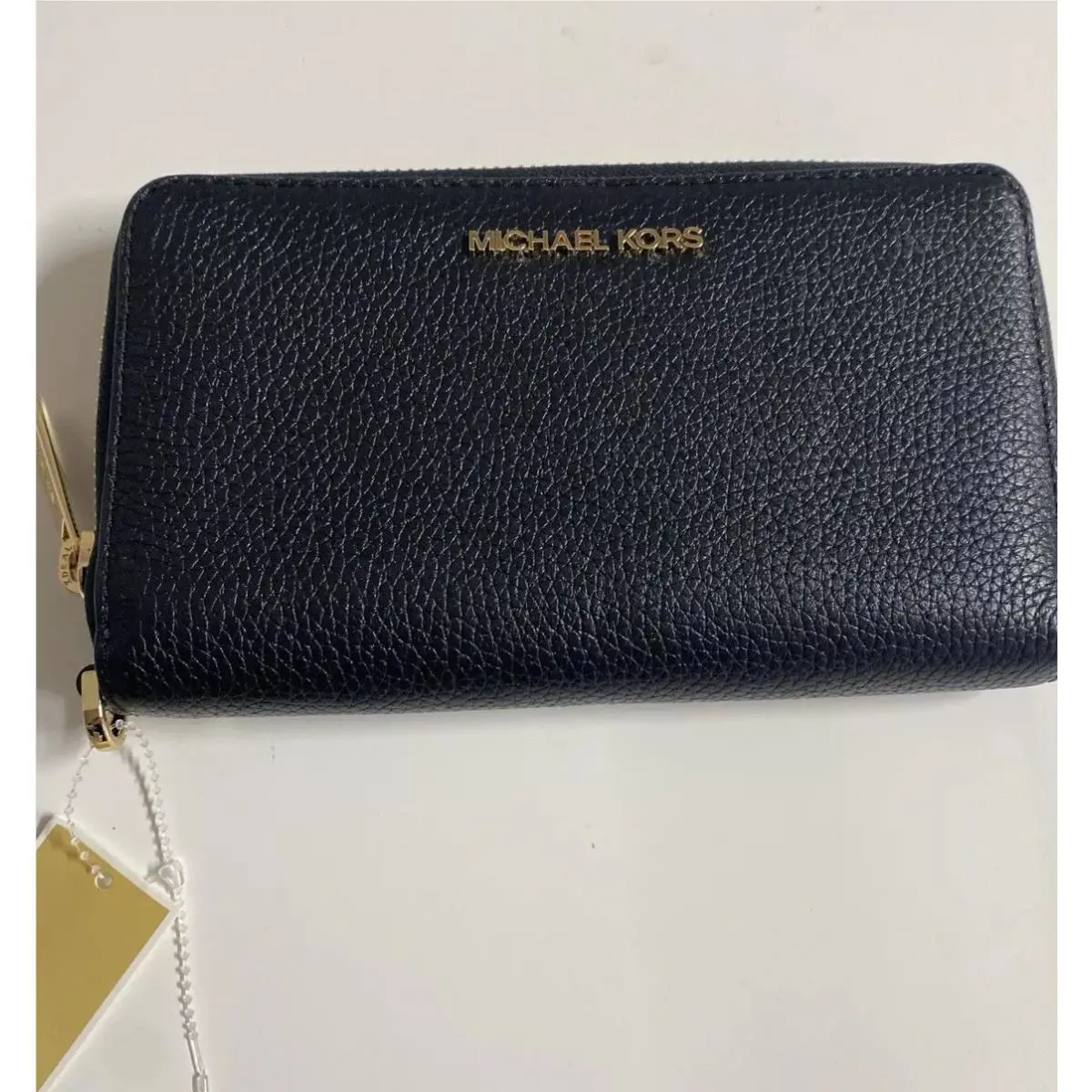 Michael Kors Jet Set Large Travel Continental Wallet Black Leather Gold