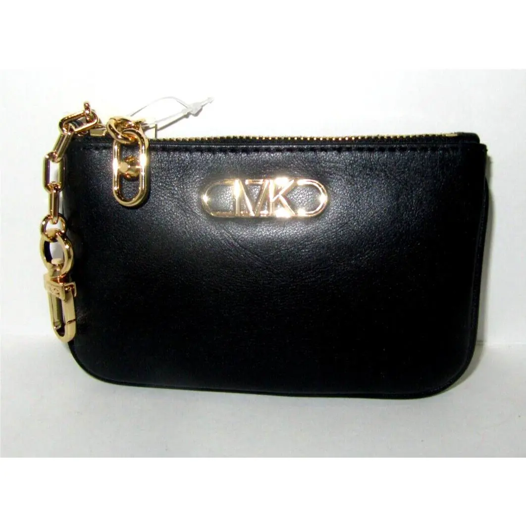 Michael Kors Black Leather Parker Key Card Holder Wallet