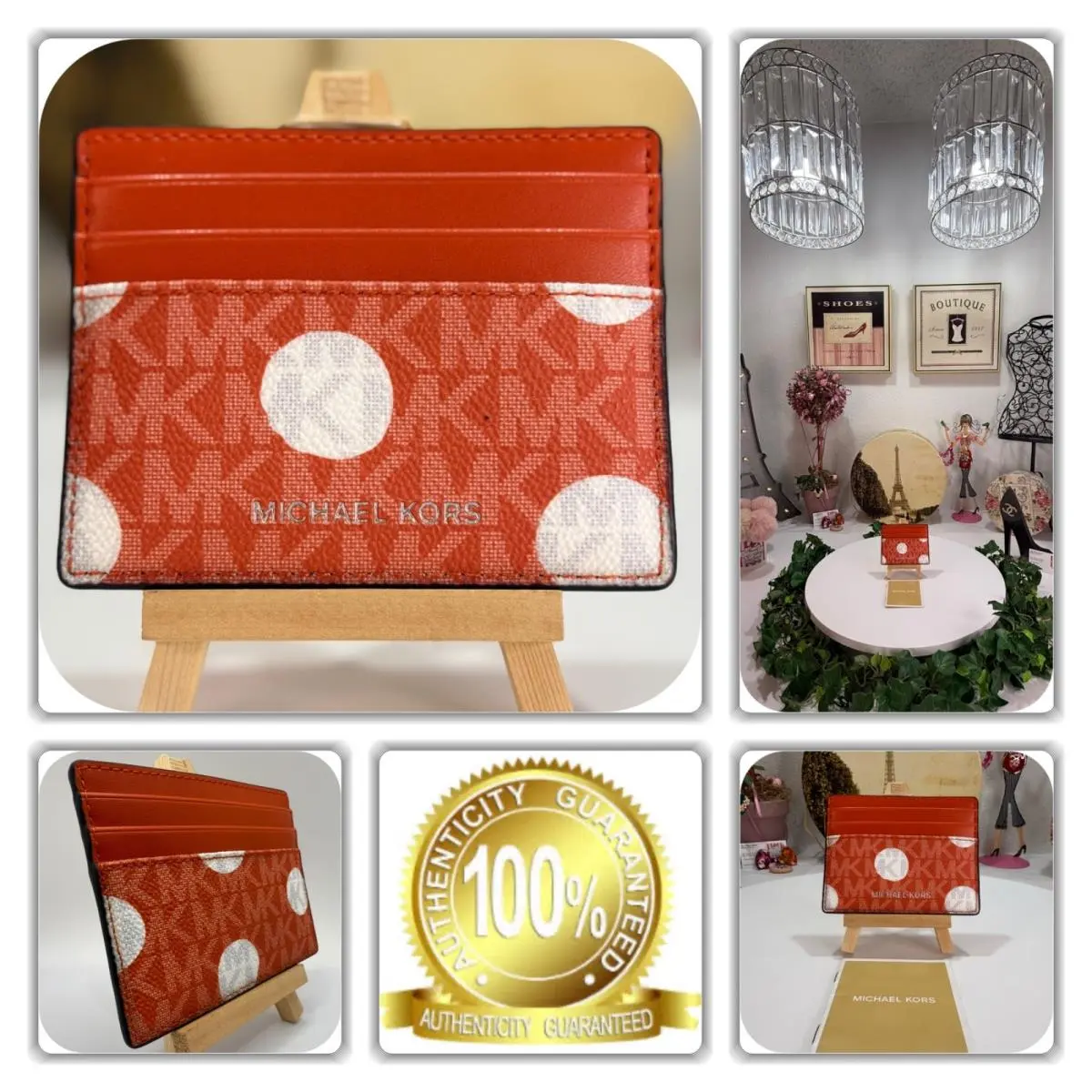 Regal Michael Kors Orange Dot Monogram CC Holder