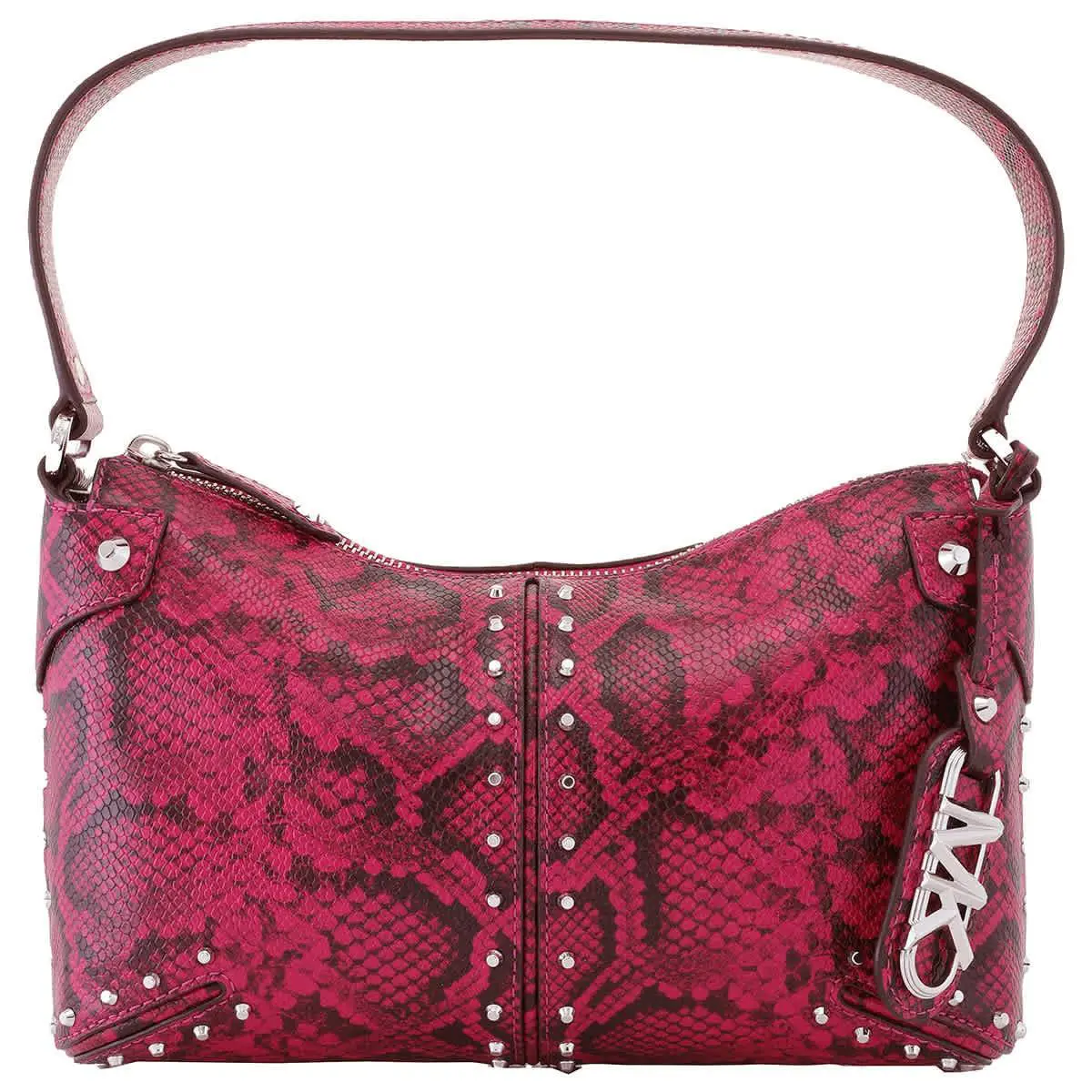 Michael Kors Astor Large Studded Leather Shoulder Bag 32H3SATU3E647 - Red, Exterior: Fuchsia
