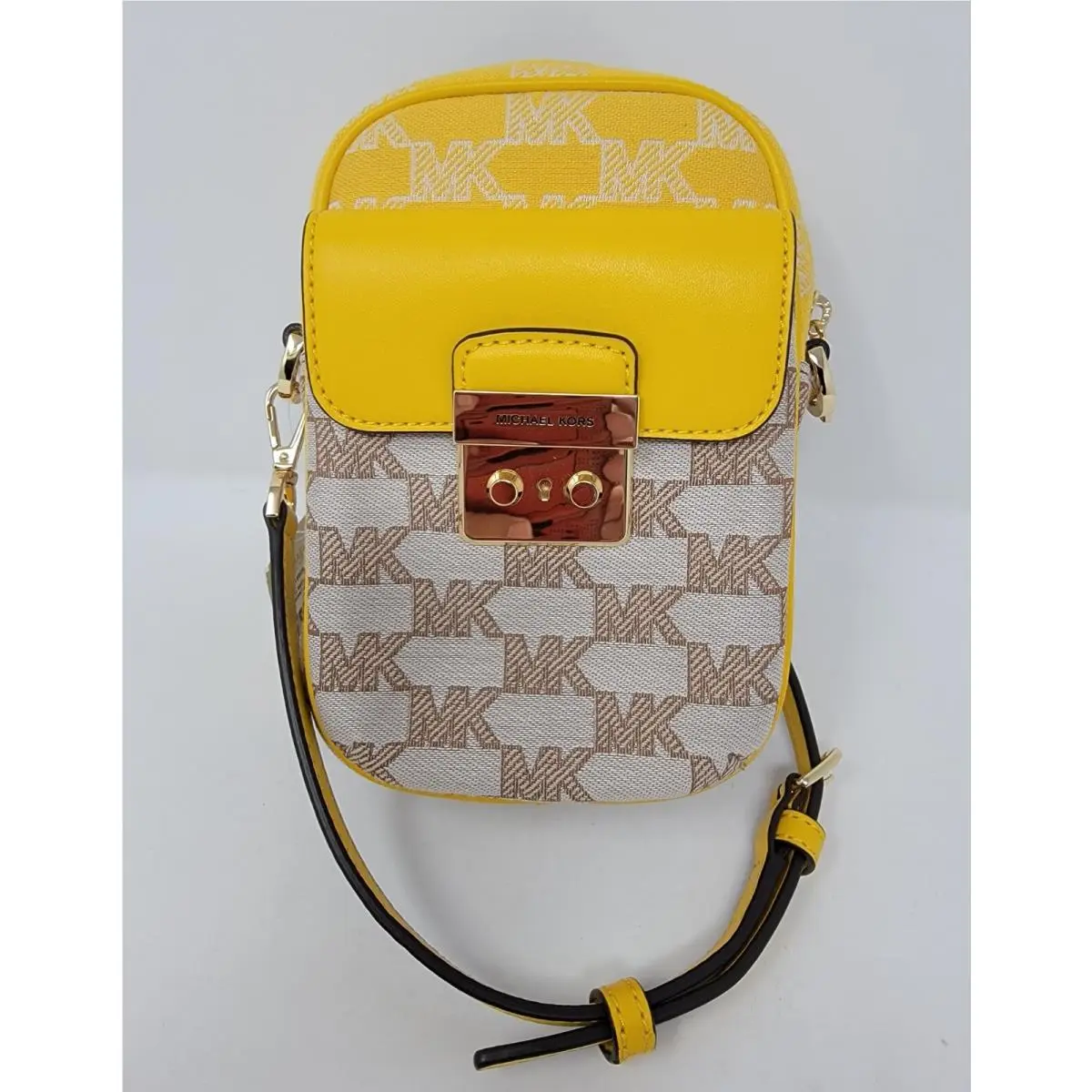 Michael Kors Sloan Editor Signature Jacquard Small Top Zip Flap Pocket Crossbody