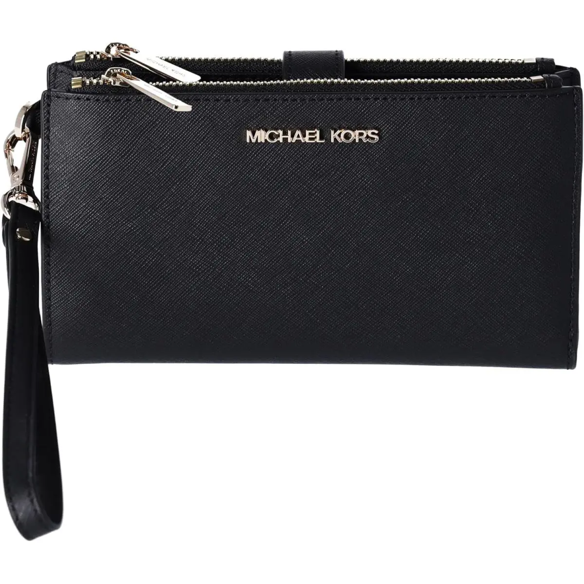 Michael Kors Jet Set Travel Large Double Zip Wristlet Phone Wallet Black