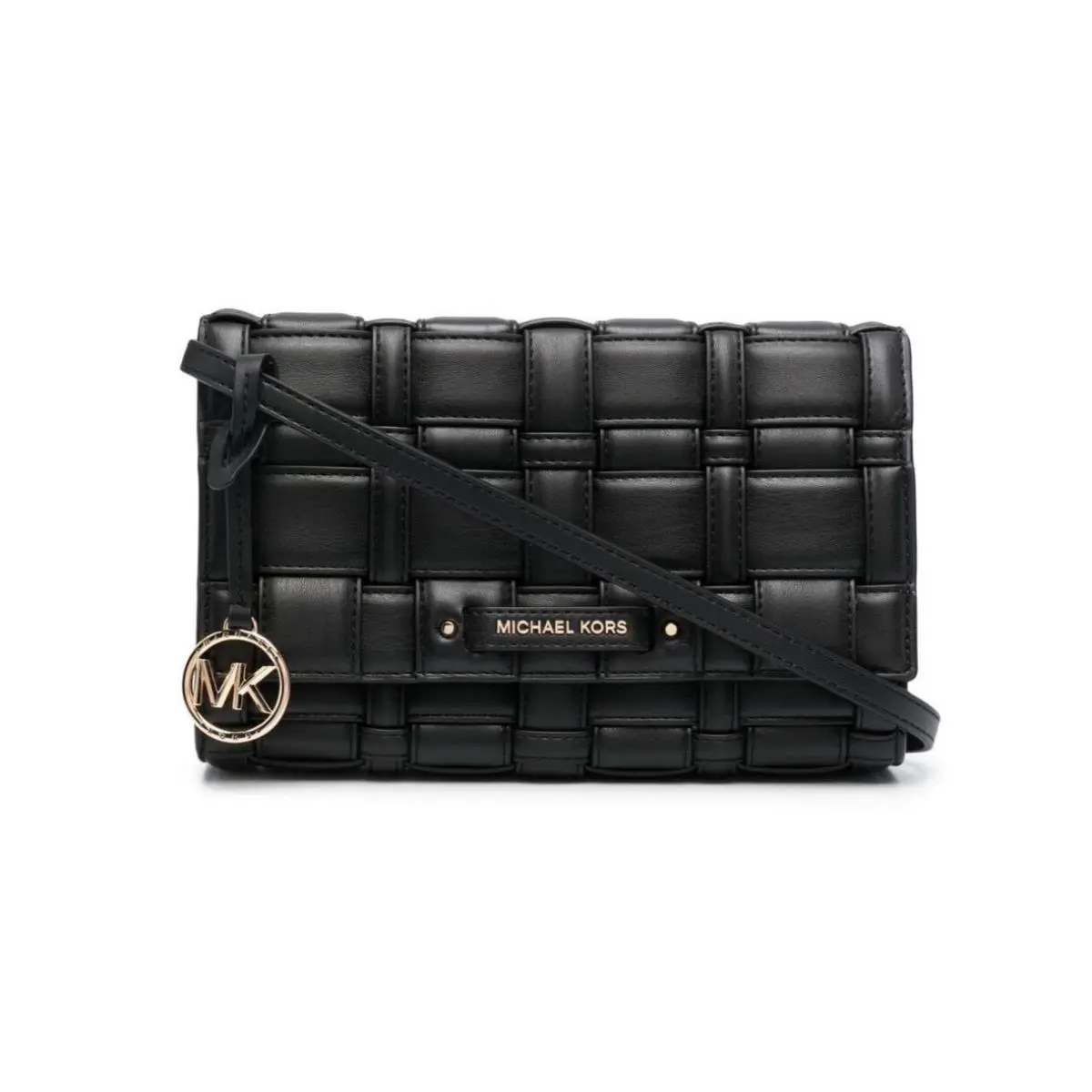 Michael Kors Ivy Woven Small Clutch Crossbody Bag Black 32S1G2IC7U - Handle/Strap: Black, Hardware: Gold, Exterior: Black