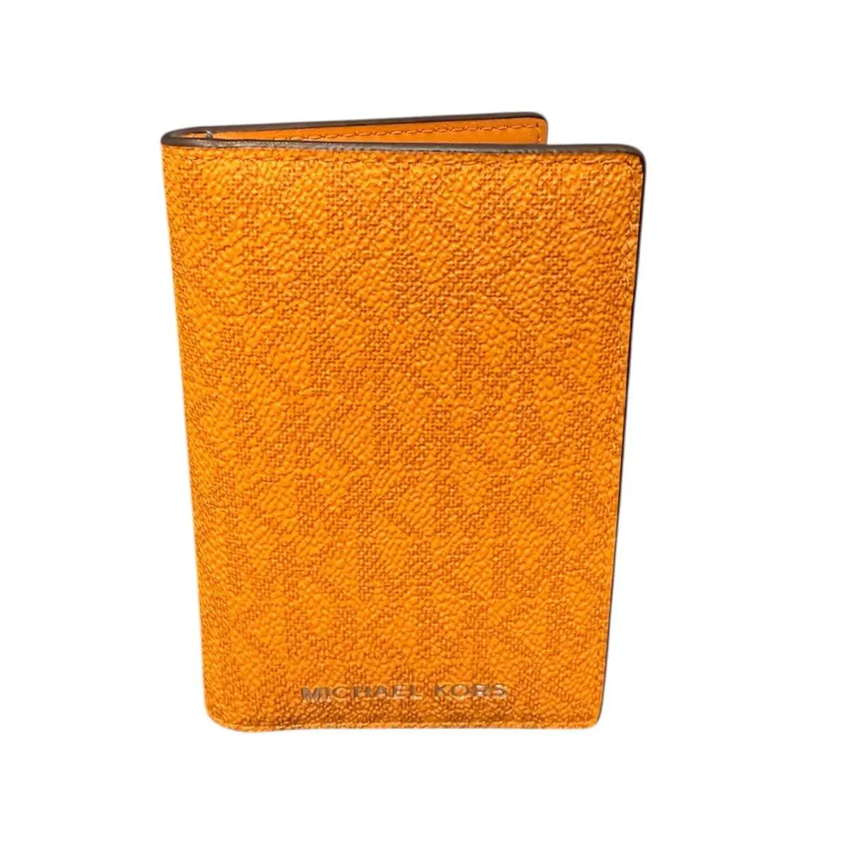 Michael Kors Copper Signature Logo Folding Card Case with ID Wallet Rad Orange