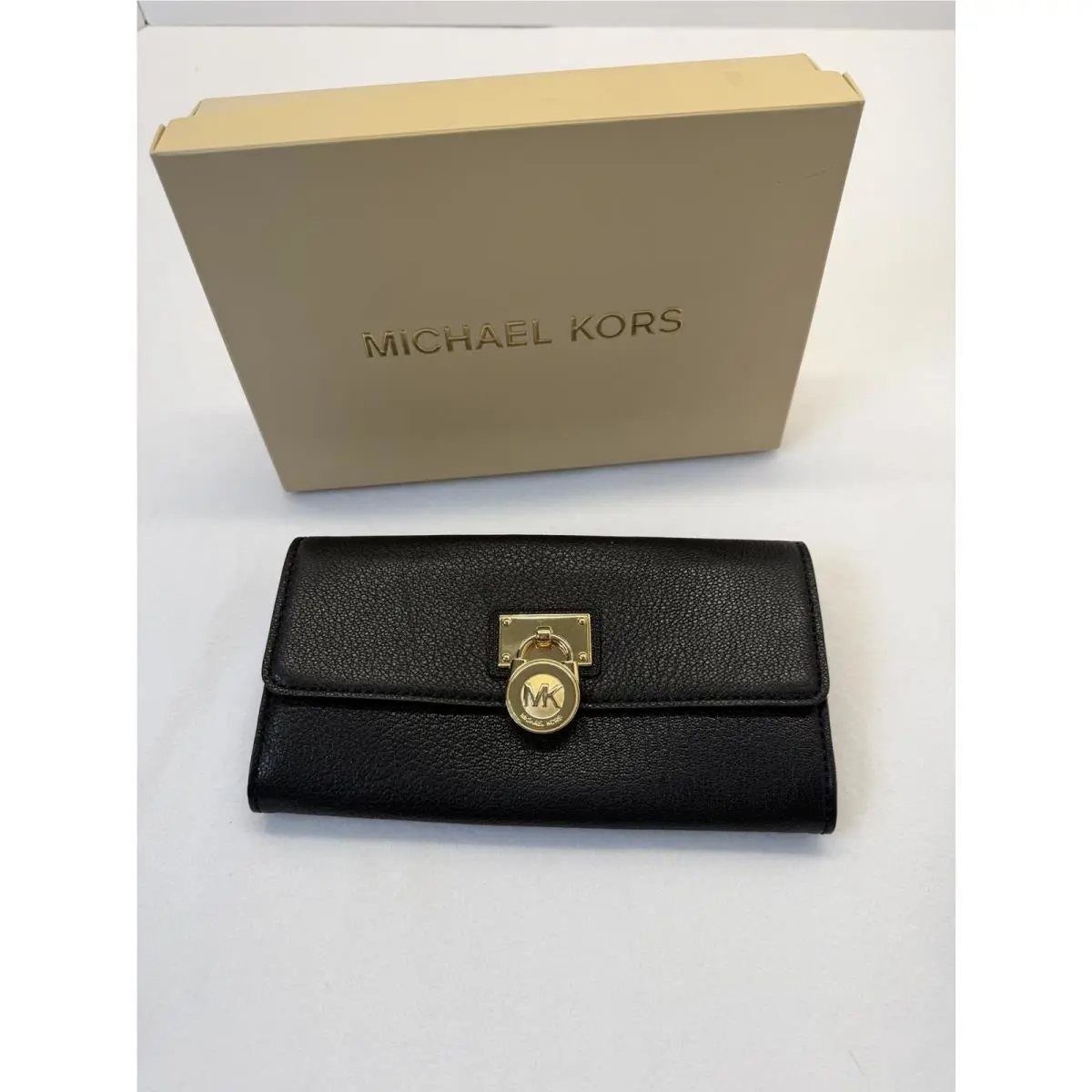 Michael Kors Hamilton Leather Large Flap Continental Wallet Black