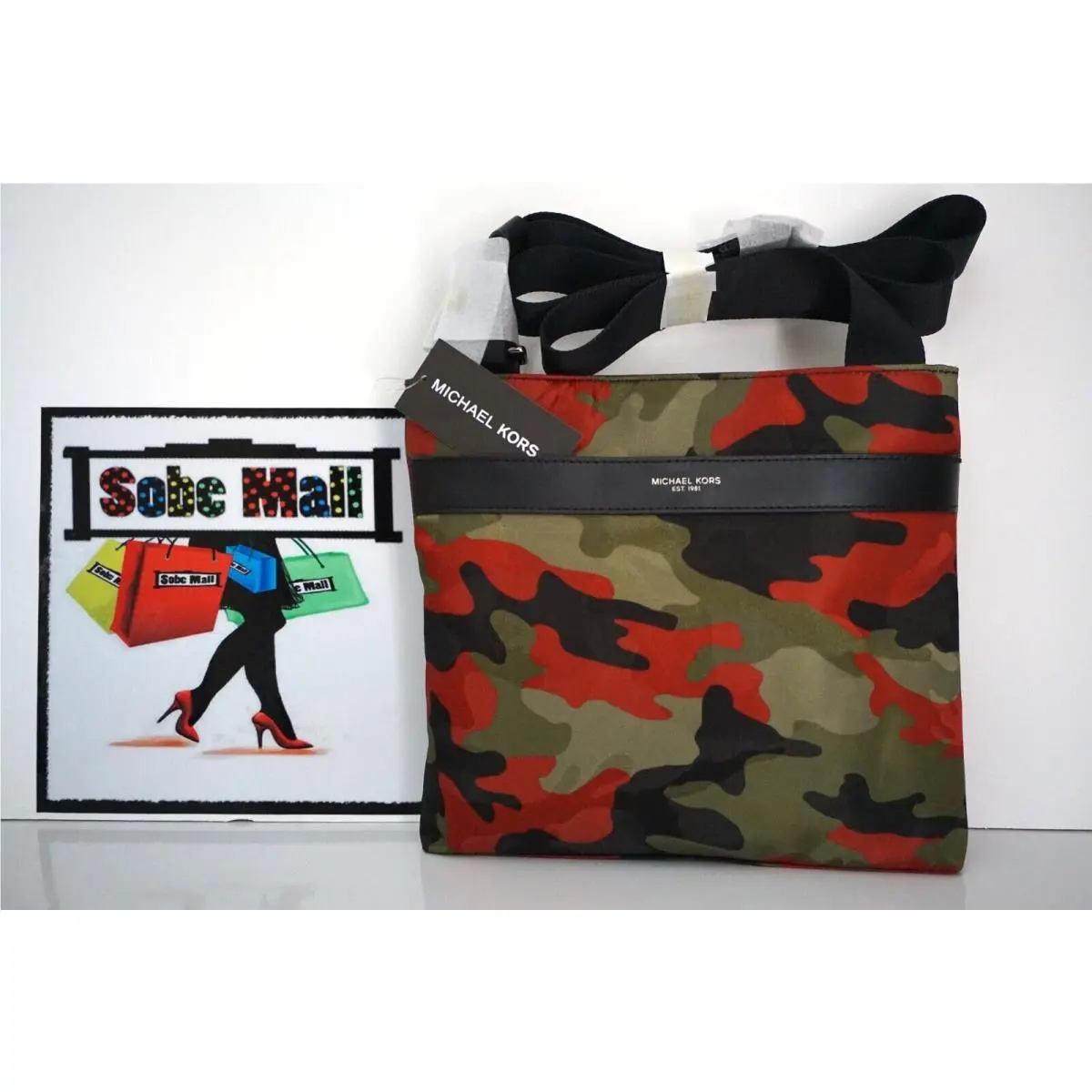 Michael Kors Men’s Kent Camo Spice Orange Medium Flat Crossbody Bag