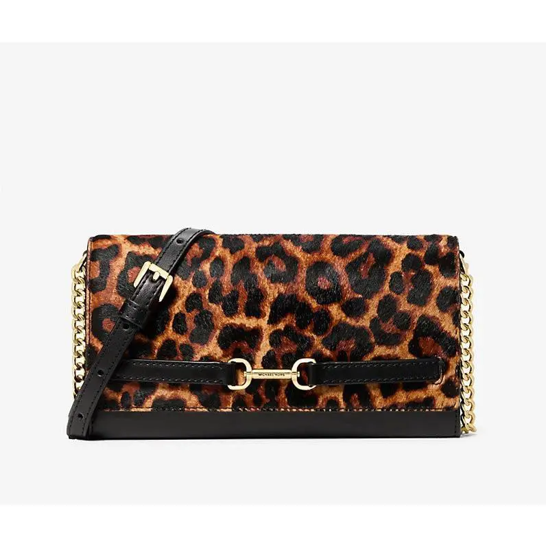 Michael Kors Large Carson Wallet On Chain Logo Crossbody Bag Butterscotch