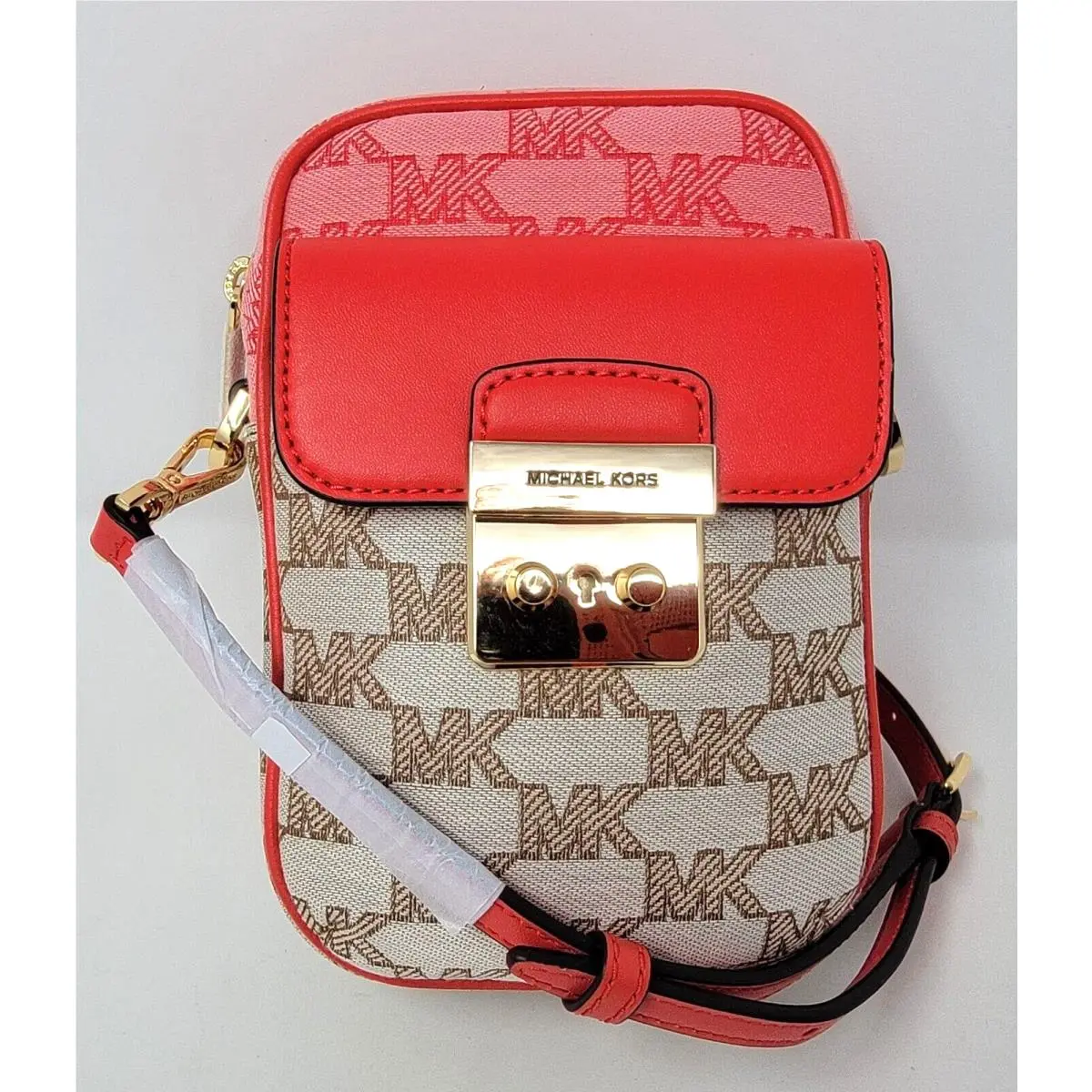 Michael Kors Sloan Editor Signature Jacquard Small Top Zip Flap Pocket Crossbody