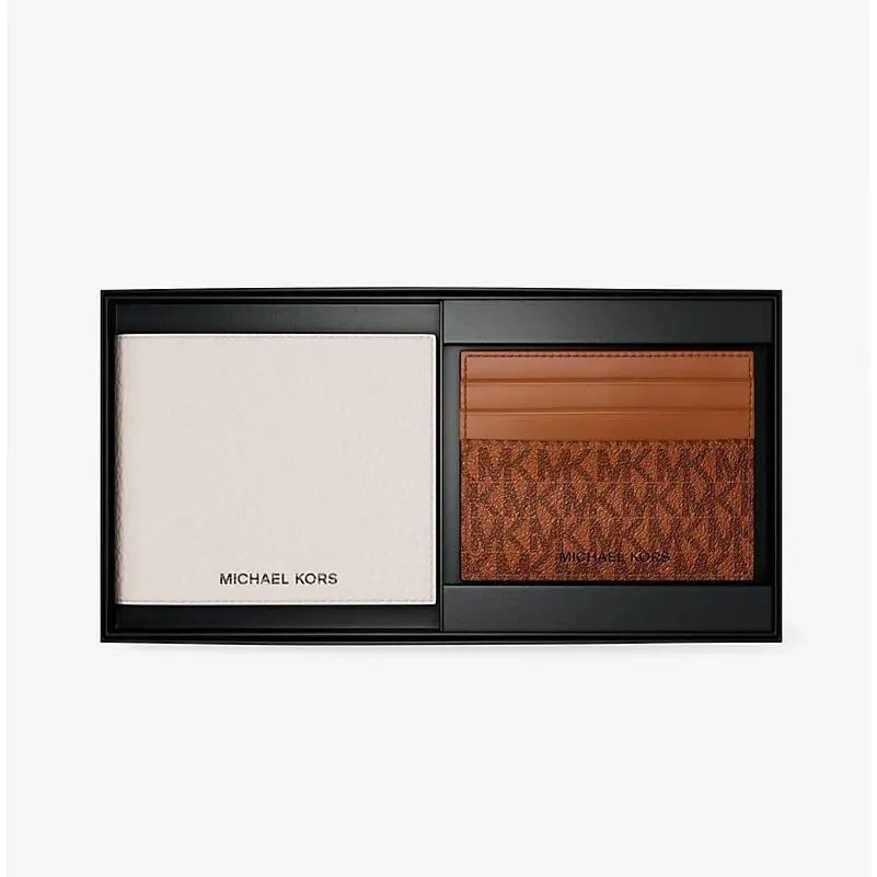 Michael Kors Men`s Pebbled Leather Billfold Wallet and Signature Logo Card Case