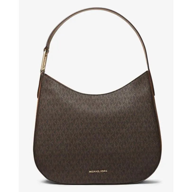 Michaekl Kors Kensington Large Signature Logo Hobo Shoulder Bag Brown/acorn
