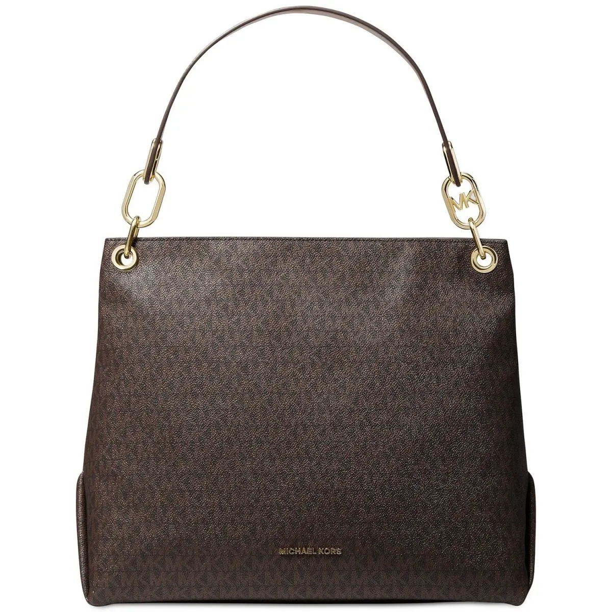 Michael Kors Trish Signature Large Hobo Shoulder Bag Brown Acorn 38F1G0TL3B - Handle/Strap: Brown, Hardware: Gold, Exterior: Brown