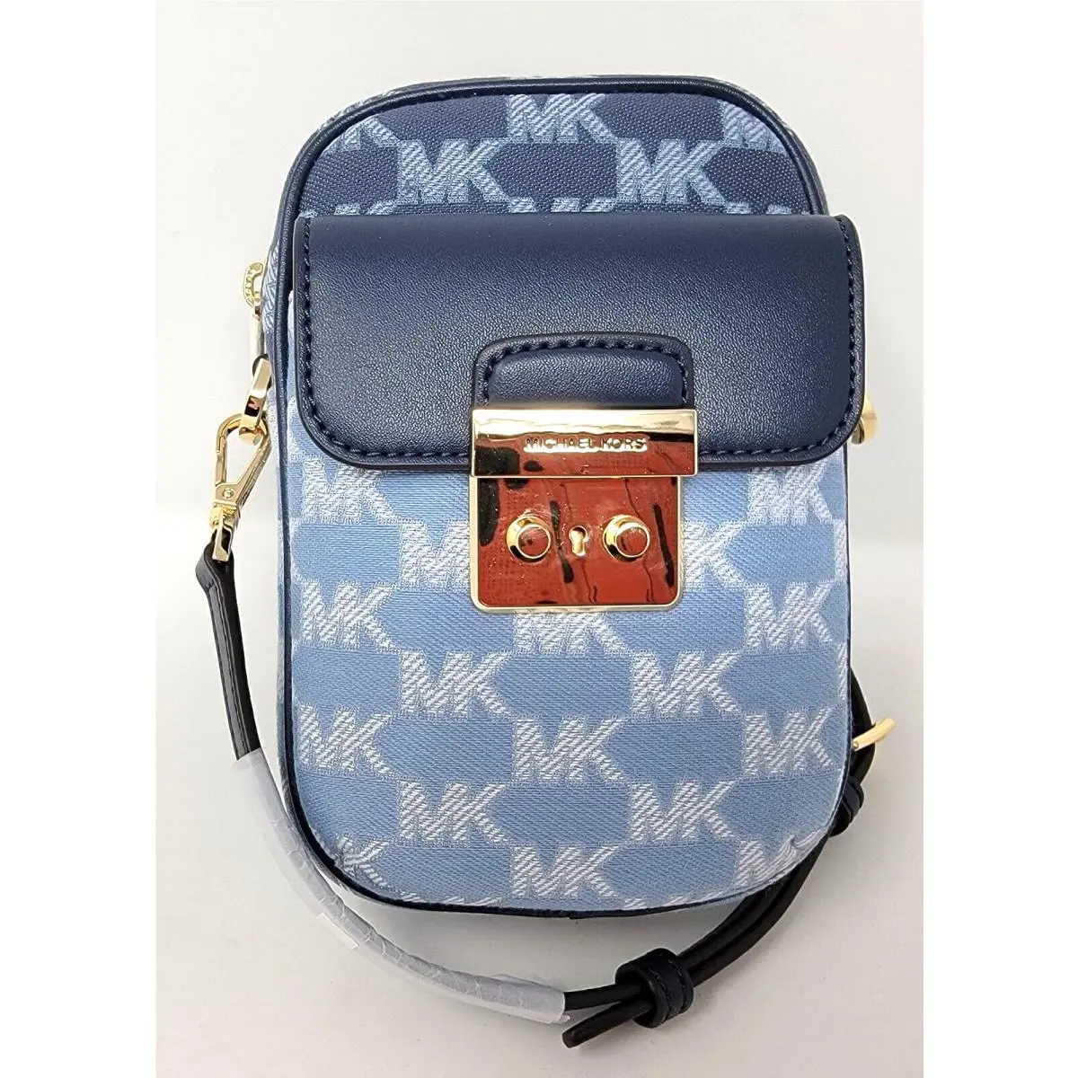 Michael Kors Sloan Editor Signature Jacquard Small Top Zip Flap Pocket Crossbody