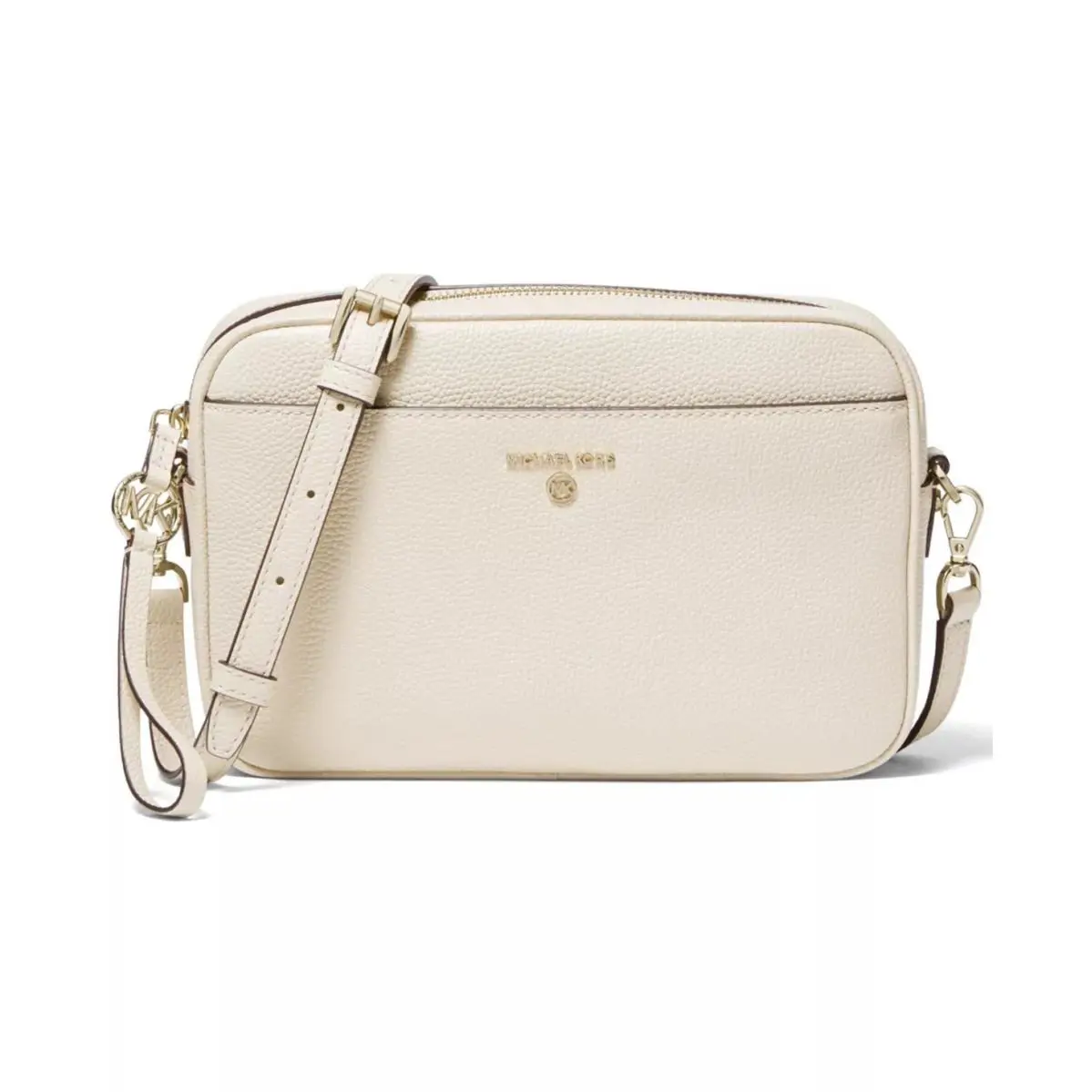 Michael Kors East West Leather Camera Crossbody Bag Light Cream 32H9LT9C4L - Handle/Strap: White, Hardware: Gold, Exterior: White