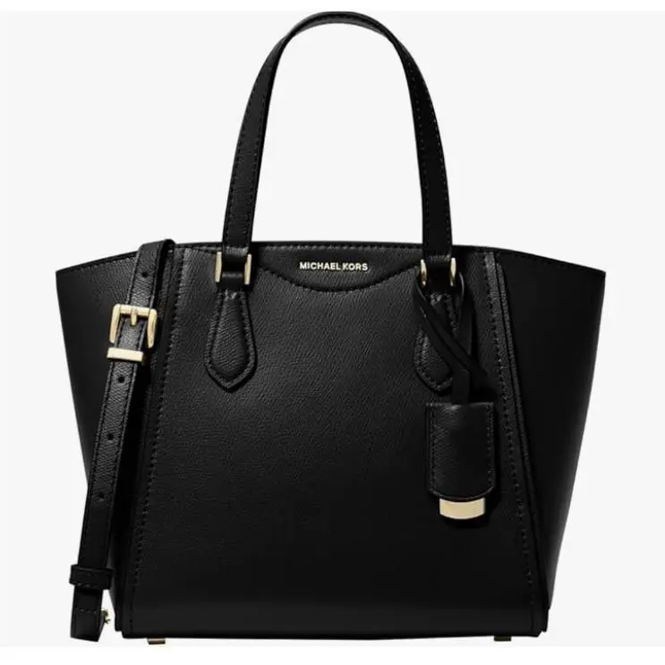 Michael Kors Taryn Convertible Top Zip Tote Crossbody Satchel Leather Black