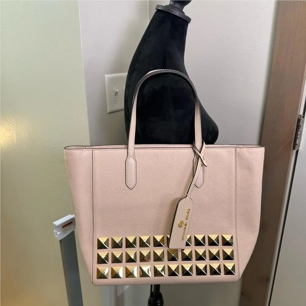 Sinclair East West Large Studded Tote Bag Purse Beige by Michael Kors
