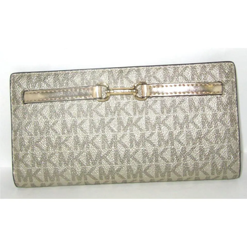 Michael Kors Carson Pale Gold Signature Large Snap Wallet