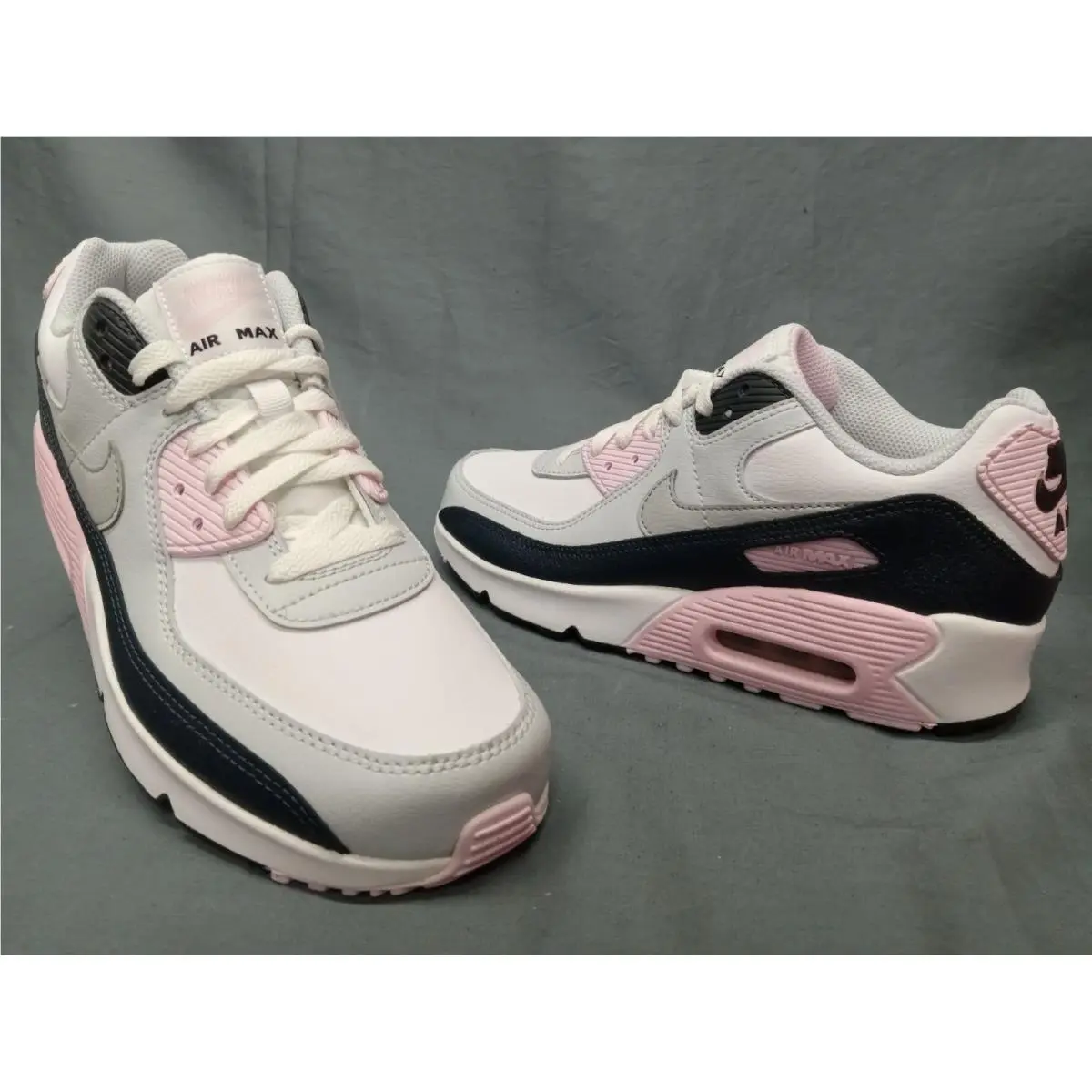 Nike Air Max 90 Ltr GS White Pink Leather Sneakers Girls Size 7