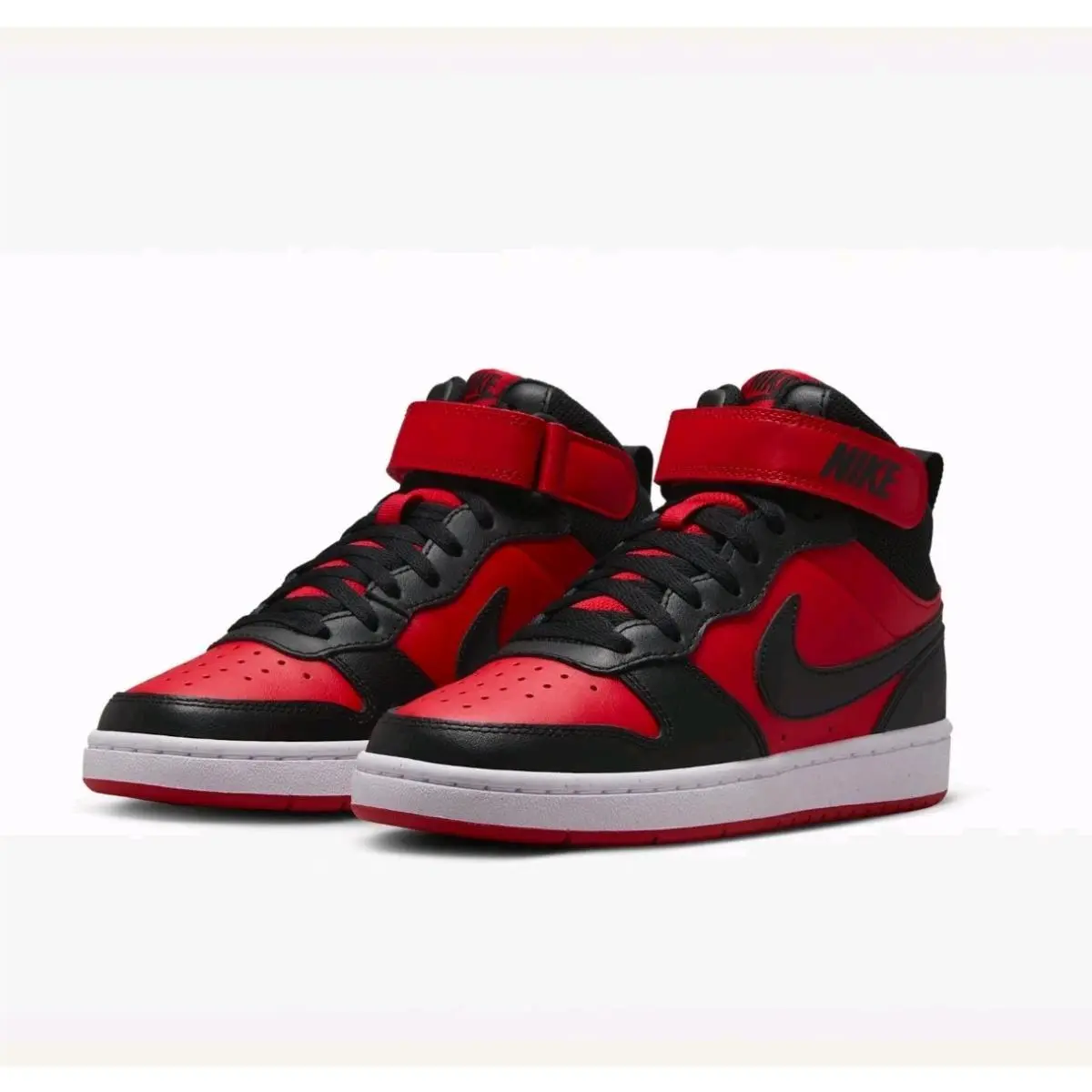 Big Kid`s SZ 5.5Y Nike Court Borough Mid 2 University Red/black CD7782 602