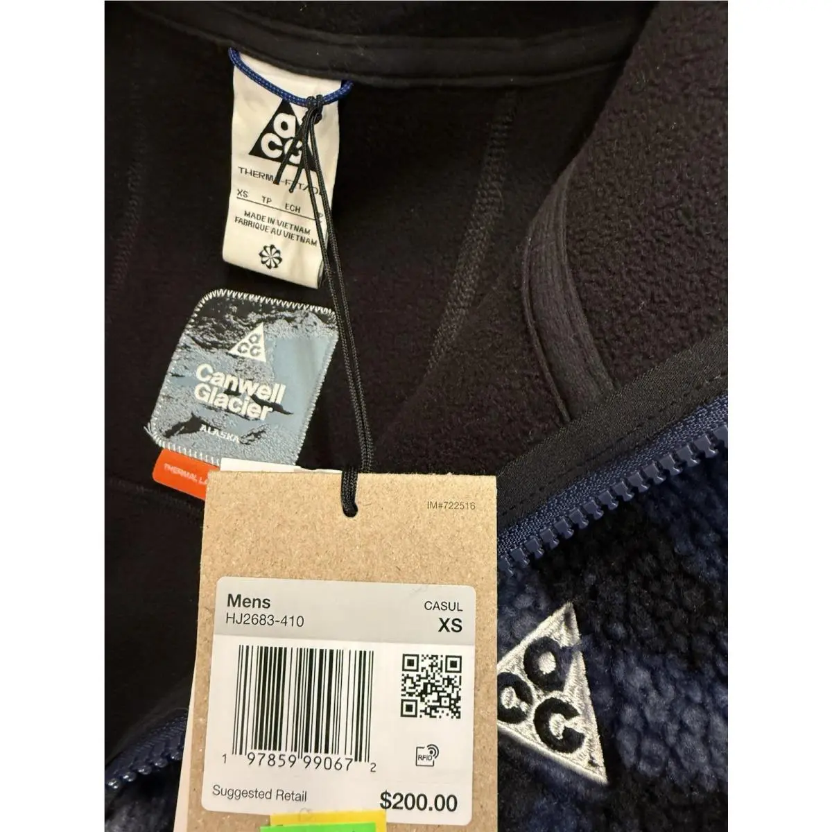 Nike clothing - Nike ACG Canwell Glacier Therma-FIT ADV Sherpa Windproof Jacket - HJ2683-410 - Blue, Manufacturer: Midnight Navy/Black/Summit White 0