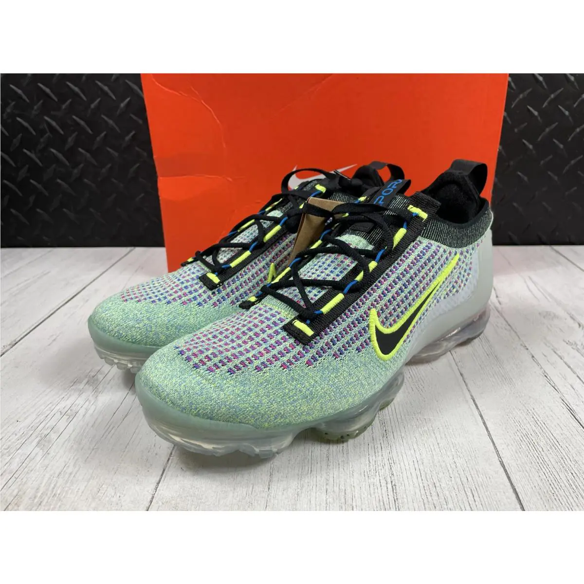 Nike shoes - Air Vapormax Flyknit Next Nature - AT5458 - Volt / Black / Photo Blue / Multi Color (UPC: 0196149801209) 3