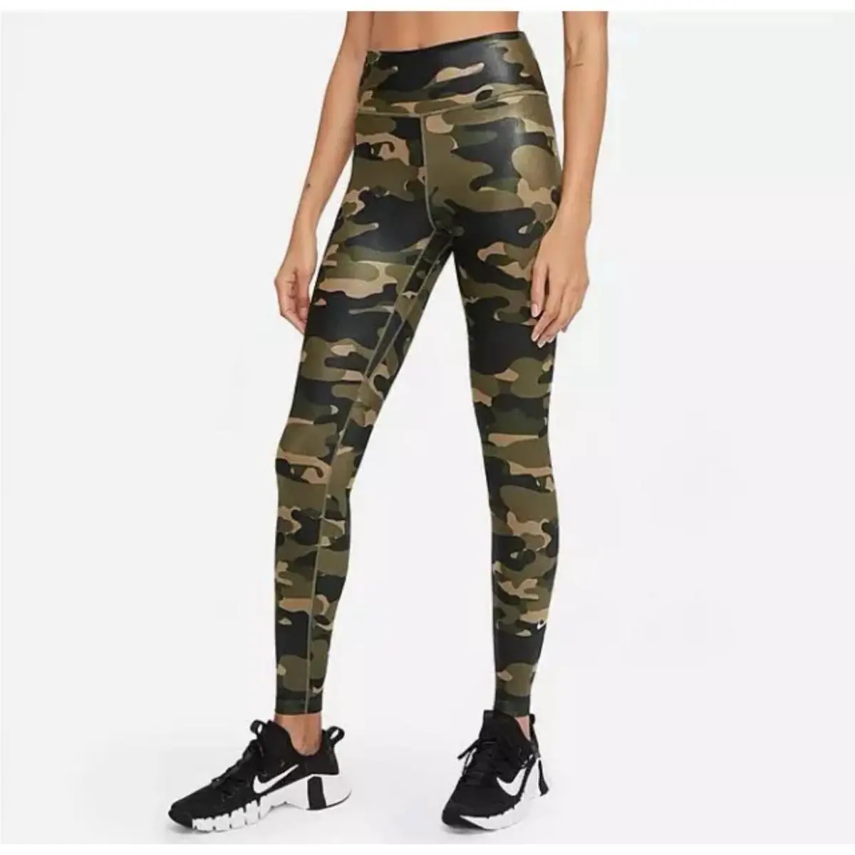 Nike One Dri-fit Tight Fit Mid-rise Leggings Green Camo DD4559-222 Medium