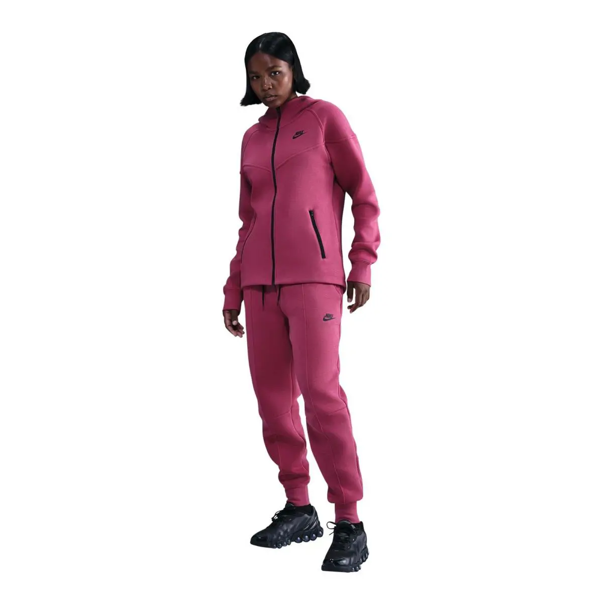 Womens Nike Sportswear Tech Fleece Mid Rise Joggers FB8330-634-SIZE M - SWEET BEET/BLACK