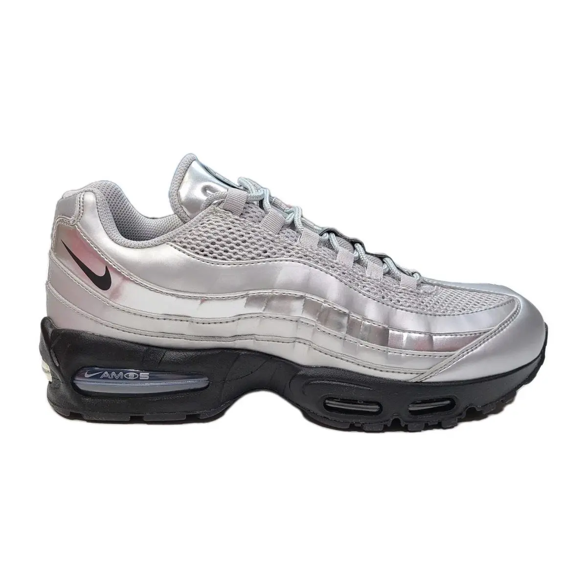 Nike Mens 11.5 Air Max 95 Big Bubble Shoes Metallic Silver Black IB6830-002