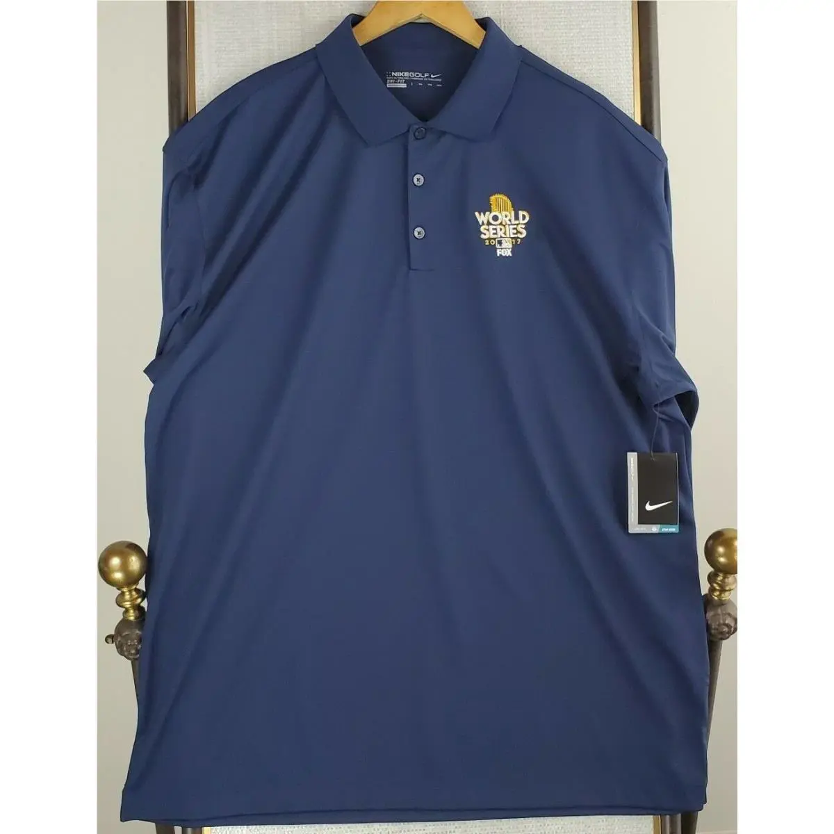 Nike clothing - short sleeve performance golf tennis casual button water breathable UV Protection breathable blue size mens stretchy Dri-Fit Tour Performance swoosh logo astros dodgers mlb baseball - Blue 7