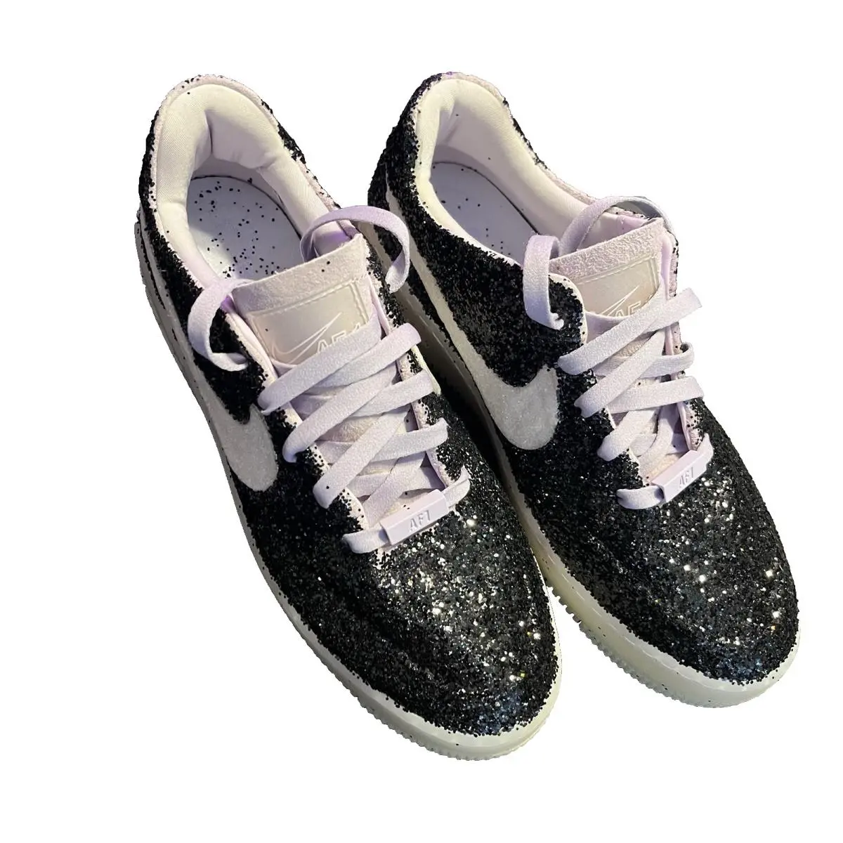 Nike AF1 Sage Low LX Violet Mist Custom Black Glitter Ooc Women’s 10
