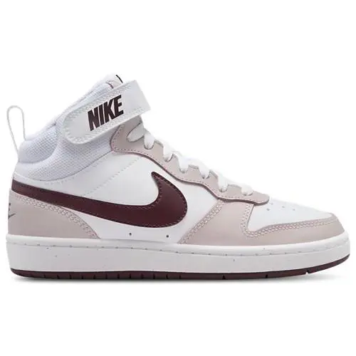 Nike Court Borough Mid GS Tie White Burgundy Crush Sneakers Youth Boys Size 4 - white/Burgundy