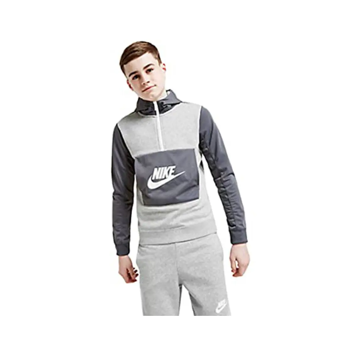 Nike Hybrid Half-zip Boys Active Hoodies Size S Color: Grey/charcoal